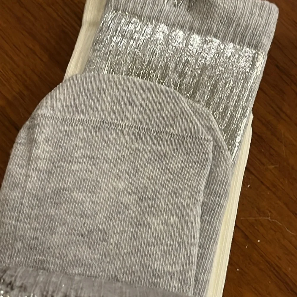 Adidas Ivy Park Socks x 3 pair Silver Sparkle Blue new Womens Size Large 10-11.5